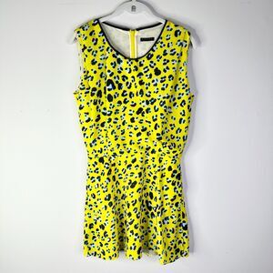 Sisley Dress Women 8 Yellow Leopard Blouson Sleeveless Mini Boho Festival NWOT
